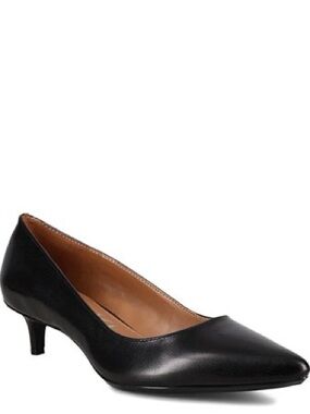 Calvin Klein Black Leather Low Heel Pump